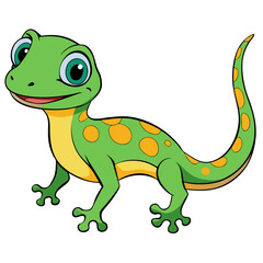 Naklejka premium Cute green gecko lizard with orange spots, isolated on white background