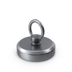 Strong Neodymium Magnet with Eyelet Ring Isolated on Transparent Background