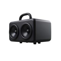 Obraz premium A low angle shot of a black portable speaker with two visible speakers against on transparent background