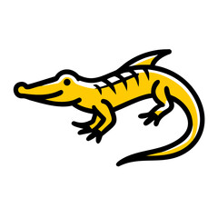 Yellow alligator cartoon character isolated on white background