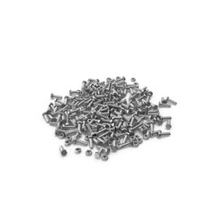 Pile of Metal Screws and Bolts Isolated on Transparent Background