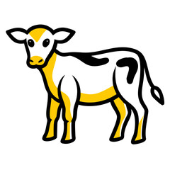 Cute cartoon calf isolated on white background