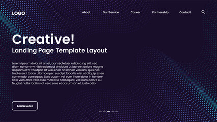 Obraz premium Blue gradient dotted wave pattern on a dark background ideal for modern landing pages digital templates websites and creative graphic design projects