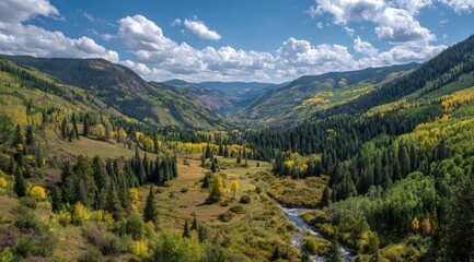 Fototapeta premium Mountain valley, autumn colors