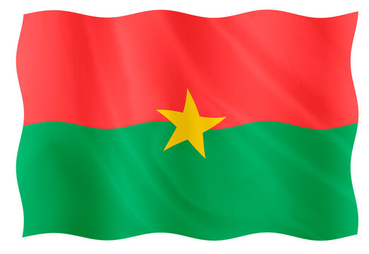 Digital composite. ..Flag for Burkina Faso. The 5th of August is Burkina Faso Independence day..PNG file..flag, symbol, nation, national, country, countries, drapeau, Burkinabe,