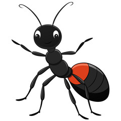 Cute cartoon ant isolated on white background