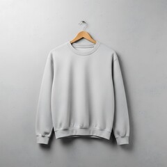 Blank gray crewneck sweatshirt template on a hanger for design presentation