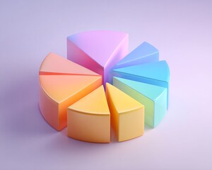 Obraz premium Grafico a torta 3D multicolore su sfondo bianco