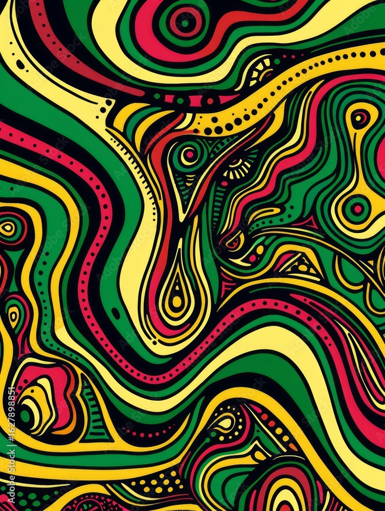 Aufkleber the image showcases an abstract, psychedelic design with intricate patterns and bold shapes