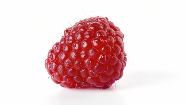 A fresh raspberry on a white background