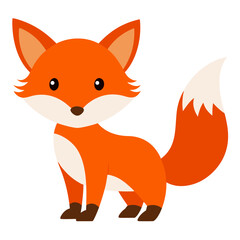Cute cartoon fox animal vector on white background.