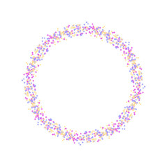Pastel Confetti Circle Frame or Abstract Wreath Border on White Background