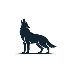 Fototapeta premium Silhouette of a wolf howling isolated on white background