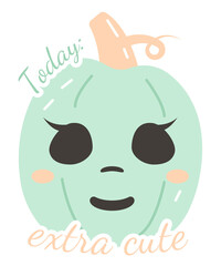 Cute halloween pumpkin sticker with a funny phrase in pastel colors.