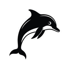 Fototapeta premium Silhouette of a dolphin on white background Vector illustration