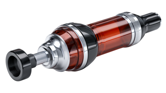 Electronic Cigarette: An electronic cigarette, designed to be smokeless, sits as an advanced smoking alternative for an individual. A modern vaping device against backdrop.