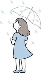 Woman with Umbrella Character Illustration / 우산쓴 여자 일러스트