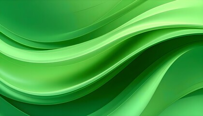 Fototapeta premium Abstract flowing green waves with smooth curves and glossy layered gradient design.