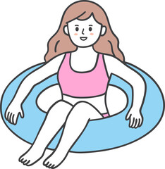 Swimming Girl Character / 튜브 수영 여자 캐릭터