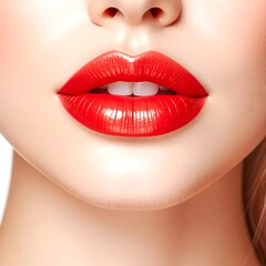 Fototapeta premium Close-up woman's lips, red lipstick