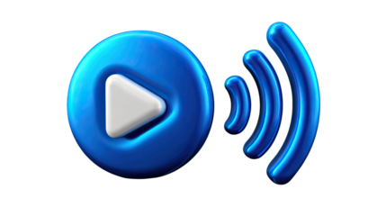 Soundwave and Play Button: A modern illustration showcases a play button with an accompanying soundwave, representing audio-visual elements and multimedia concepts.