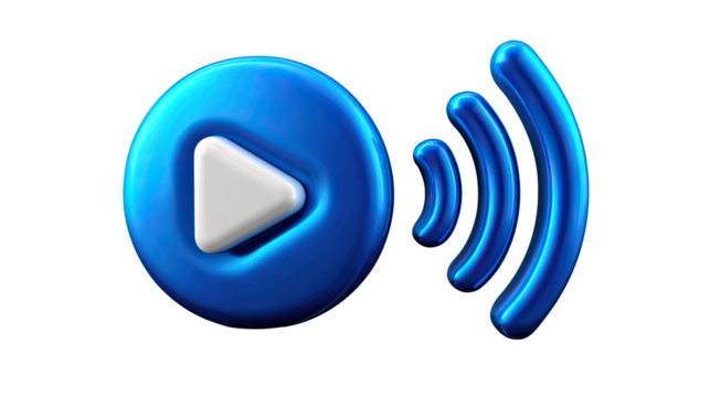Soundwave and Play Button: A modern illustration showcases a play button with an accompanying soundwave, representing audio-visual elements and multimedia concepts.
