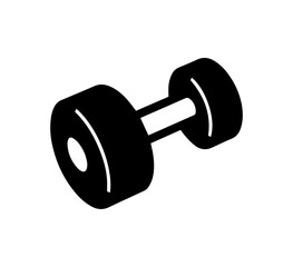 A simple dumbbell graphic in black, perfect for gym logos, fitness websites, and exercise related projects to improve branding.