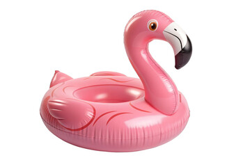 Flamingo Inflatable pool toy isolated on a transparent background.	