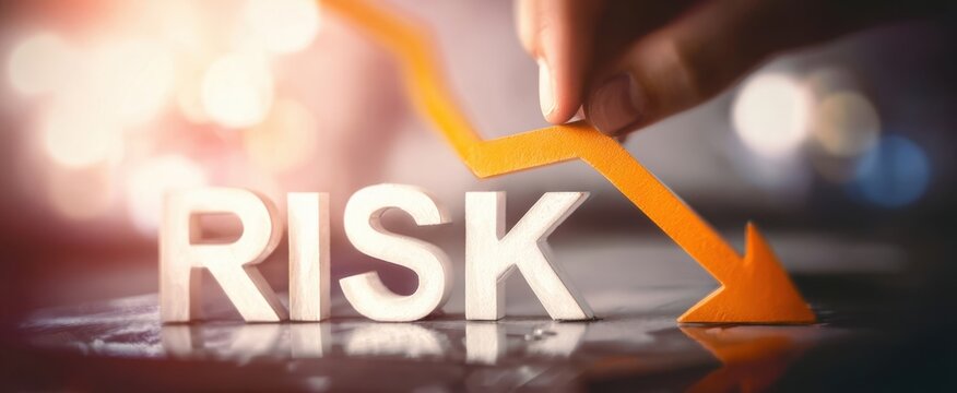 The Risk Concept Illustrated by a Hand and Declining Arrow - Powered by Adobe