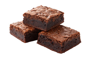 Fudge Brownies isolated on a transparent background.	