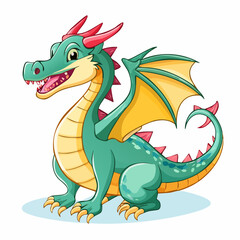 Obraz premium Cartoon Dragon Character Illustration with Playful Expression and Vibrant Colors Design
