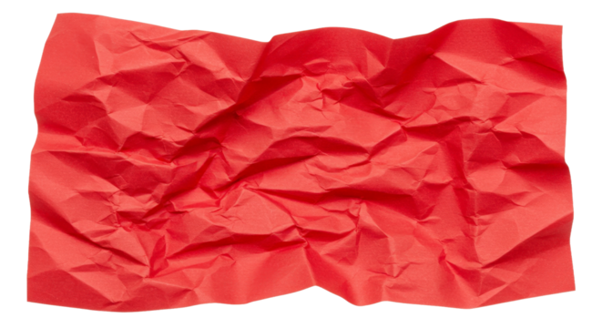 red crumpled paper png isolated on transparent background - Powered by Adobe