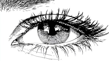 Obraz premium Close-up of a drawn eye. Detailed black lines
