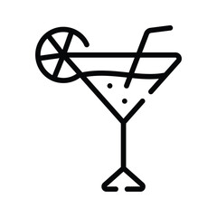 A trendy outline icon of tropical cocktail glass