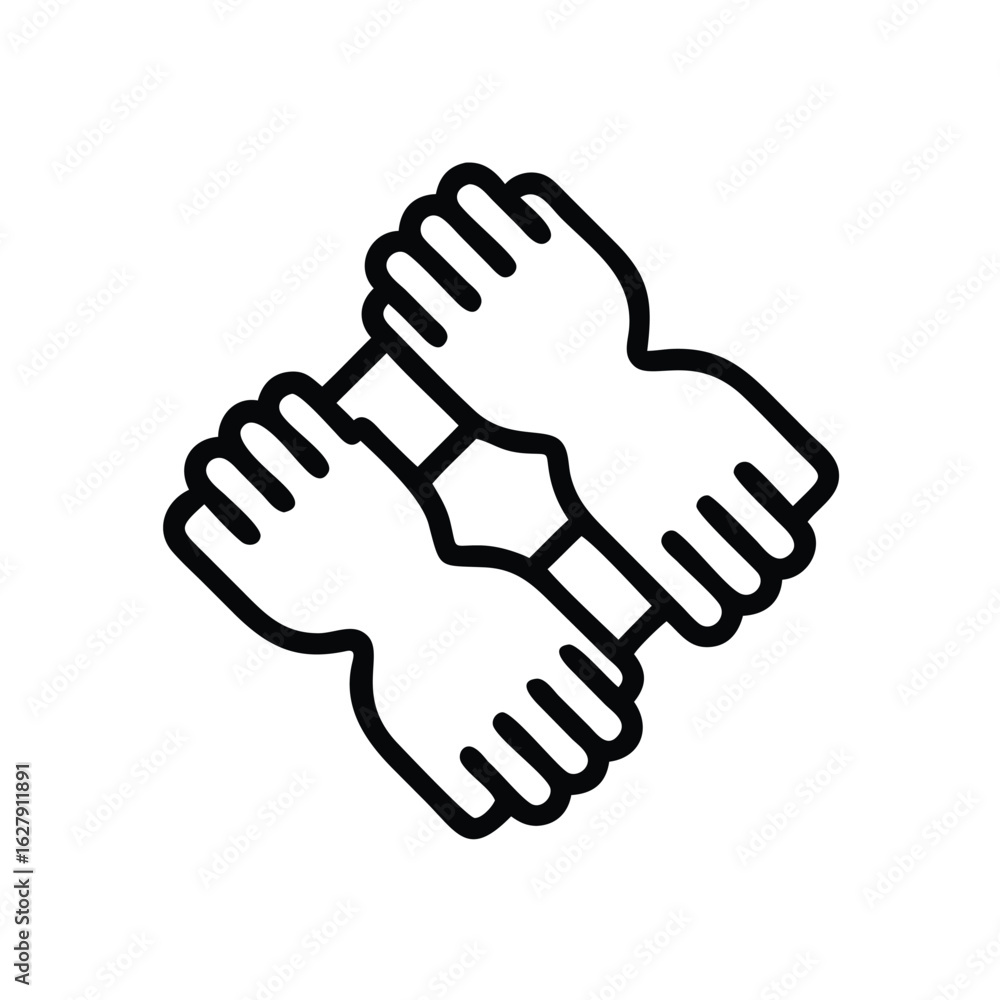 Poster teamwork hands together icon vector illustration representing collaboration unity and support concep