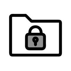 Secure folder icon with a padlock symbolizing data security and digital privacy. Vector graphic for cybersecurity and confidential information protection concepts.