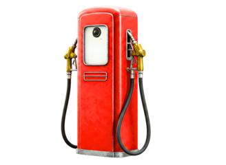 Vintage red gas pump isolated on transparent background