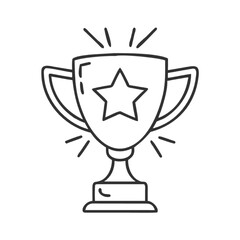 Trophy cup award with a star, presented as a linear icon. A symbol of victory, achievement, and success. Champion prize illustration.