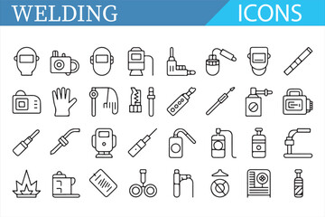 Set of line art welding symbols, perfect for industrial projects and applications.