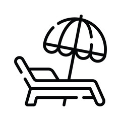 Well crafted outline icon of comfy sunbed lounge