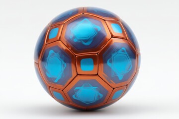 Naklejka premium Unique soccer ball design featuring hexagonal patterns and vibrant colors displayed on a plain background