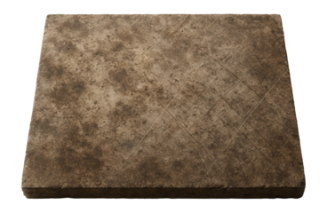 Brown square paving stone with a rough texture and faint crossing lines on transparent background.