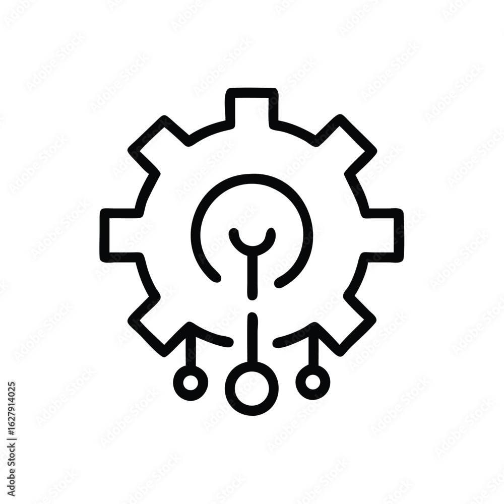 Poster gear innovation idea lightbulb concept for creative solutions and engineering technology process dev