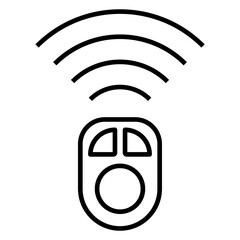 Icono control remoto con ondas inalámbricas con líneas  © teracreonte