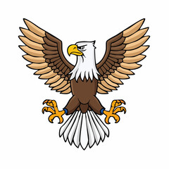 Obraz premium Majestic Cartoon Eagle Spreading Its Wings in Bold and Expressive Illustration