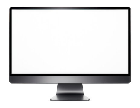 Sleek and modern widescreen computer monitor with a blank screen on transparent background.