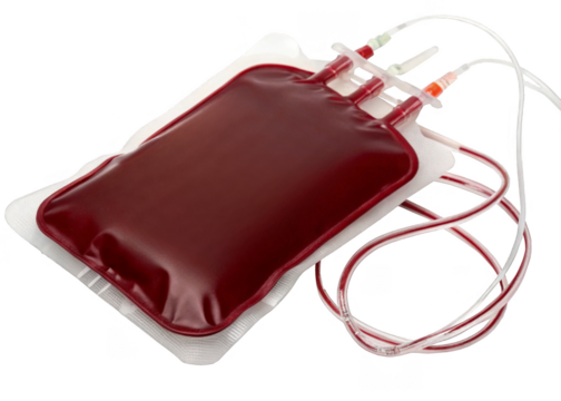 Medical Blood Bag isolated on a transparent background.