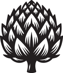 Black and white artichoke icon
