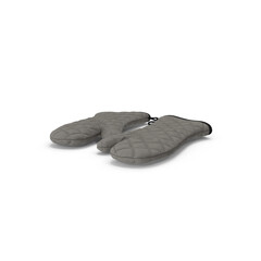 Naklejka premium Gray Quilted Oven Mitts Pair Isolated on Transparent Background