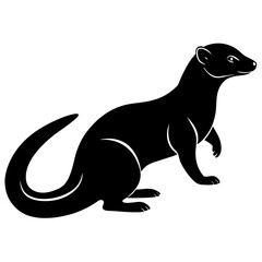 Elegant Black and White Stoat Vector Illustration in Silhouette Style silhouette